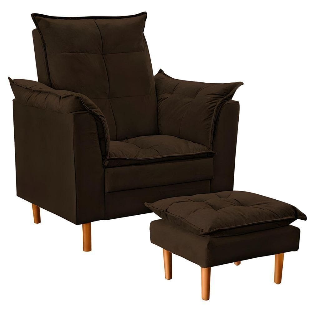 Poltrona Decorativa Sala De Estar Quarto Leitura Ibiza Suede Cor:marrom
