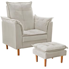 Poltrona Decorativa Sala De Estar Quarto Leitura Paris Suede Bege