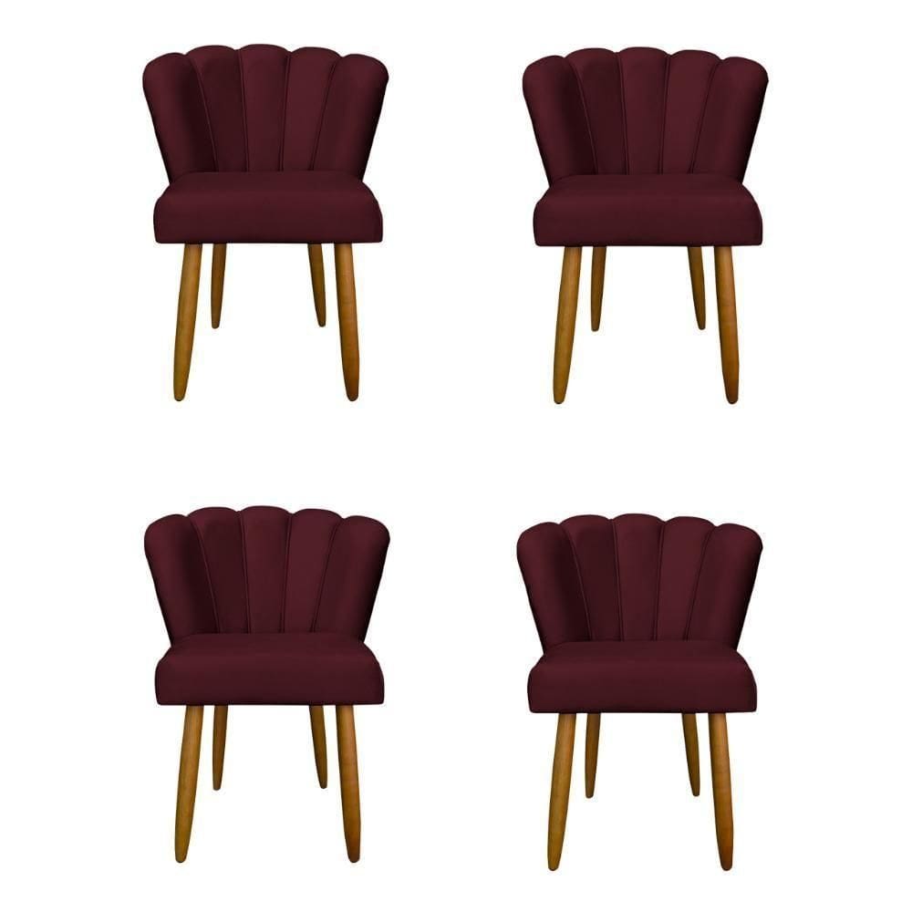 Kit 4 Cadeiras Para Mesa De Jantar Flor - Balaqui Decor Cor: Bordo