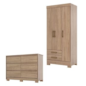 Cômoda Ravenna E Guarda Roupa Solteiro Sensi Jequitibá Brilho - Henn
