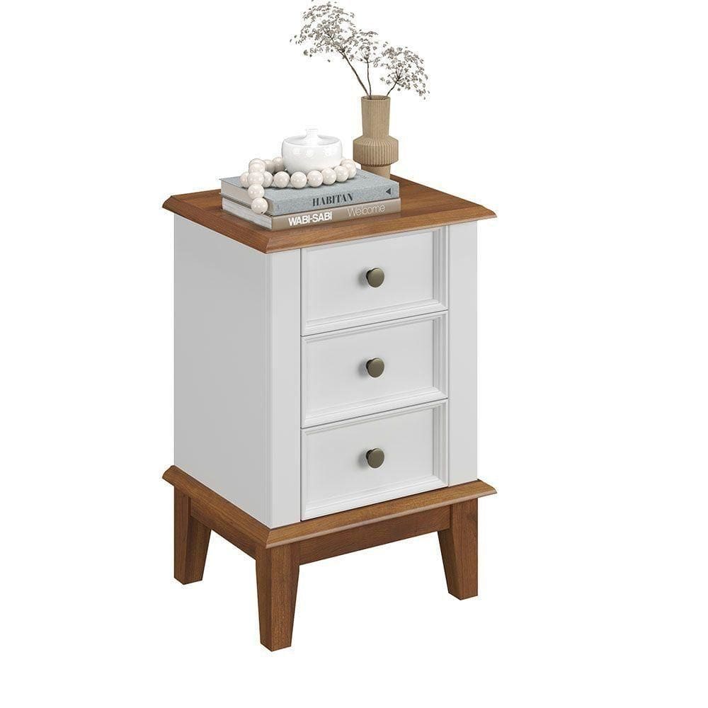 Mesa De Cabeceira Madeira Maciça - Branco