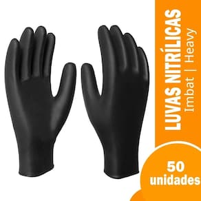 Luva Imbat Procedimento Nitrilica Preta Heavy Tamanho 9 Grande 50X1
