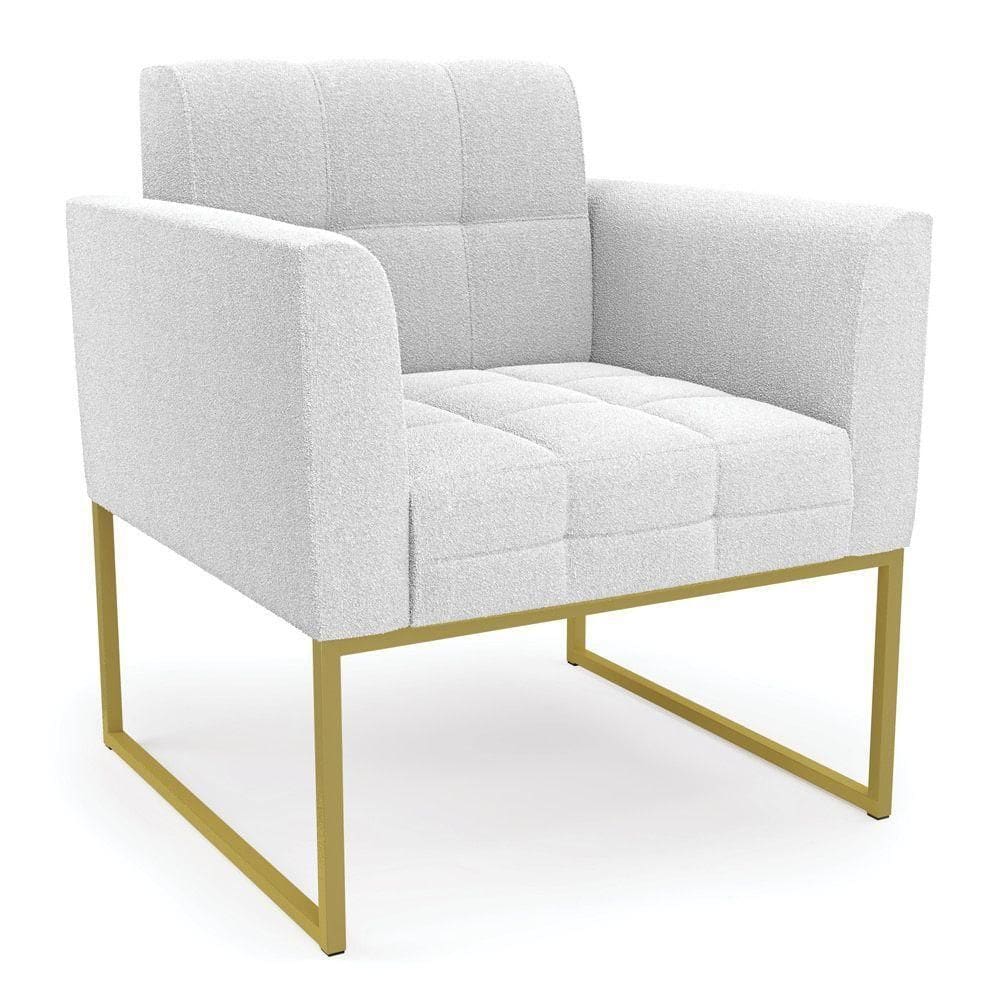 Poltrona Sala De Estar Industrial Dourado Elisa Bouclê Off White D03 - D`rossi