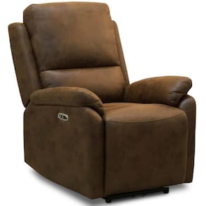 Poltrona Do Papai Retrátil Reclinável Elétrica L06 Nobuck Caramelo - Lyam Decor
