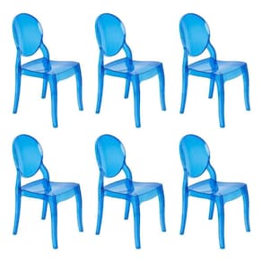 Kit 6 Cadeiras De Jantar Elizabeth Ghost Acrílica Transparente Azul Translúcido