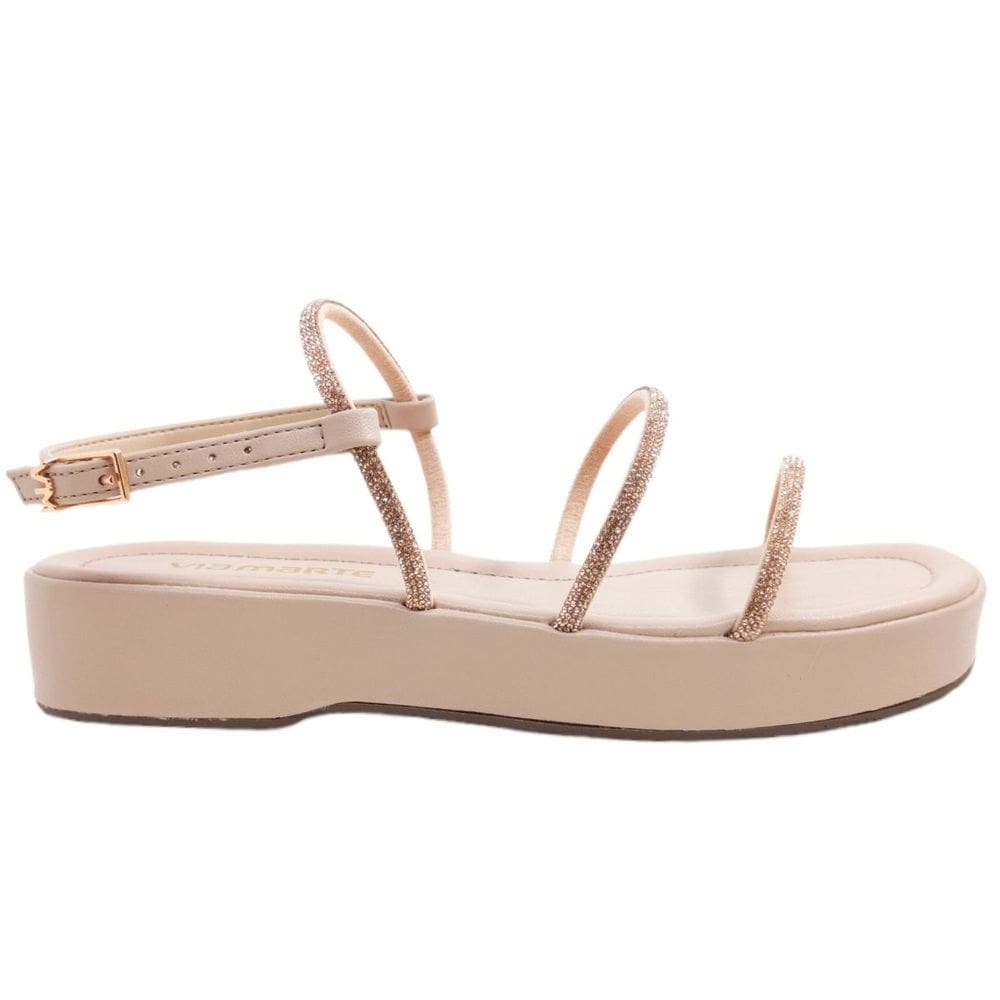 Sandália Feminina Papete Social Casual Dia a Dia Flatform com Strass Via Marte 182-005