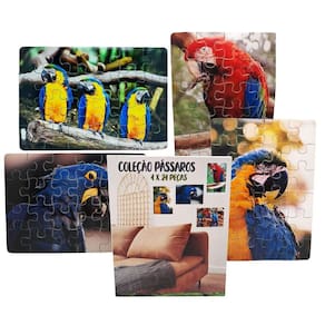Combo 4 Quebra-Cabeças Passarinhos 60 Peças Divertido