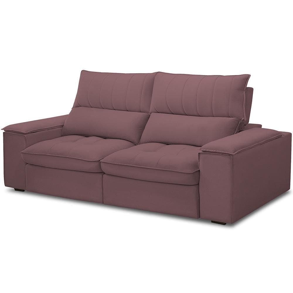 Sofá Retrátil Reclinável Para Sala De Estar Living 210cm Nápoles F04 Veludo Lilás - Lyam Decor