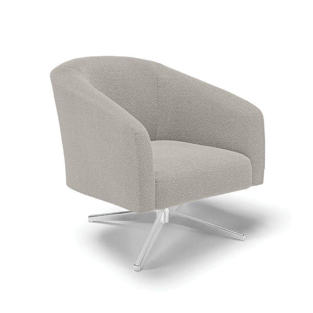 Poltrona Decorativa Base Giratória Cromada Stella Bouclê Cinza D03 - D`rossi