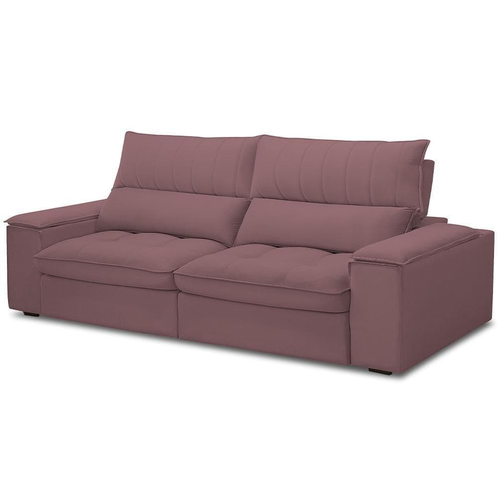 Sofá Retrátil Reclinável Para Sala De Estar Living 230cm Nápoles F04 Veludo Lilás - Lyam Decor