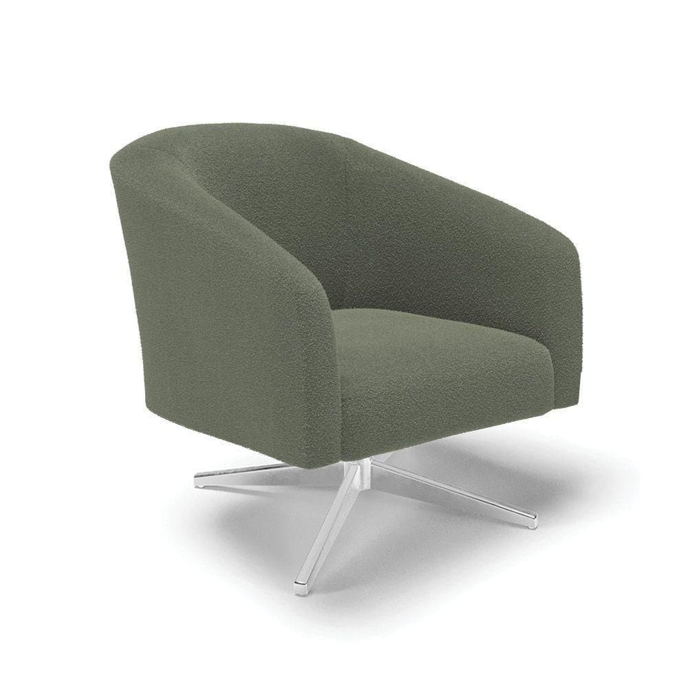 Poltrona Decorativa Base Giratória Cromada Stella Bouclê Menta D03 - D`rossi
