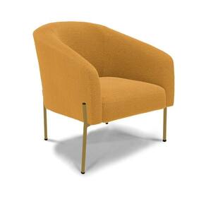 Poltrona Decorativa Pé De Ferro Dourado Stella Bouclê D03 - D`rossi Cor Mostarda