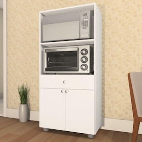 Armário De Cozinha Paneleiro âmbar 2 Portas 1 Gaveta Branco
