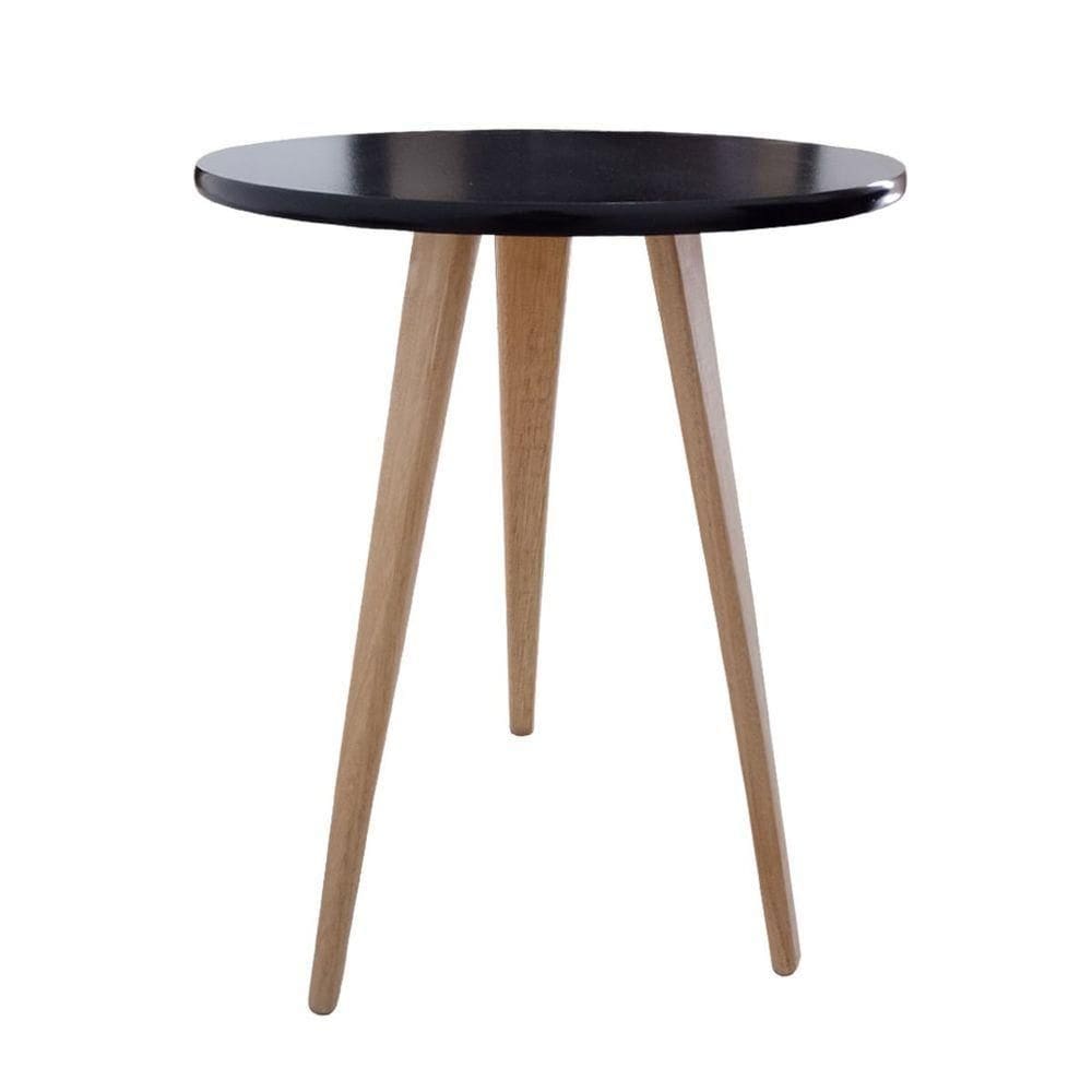 Mesa Redonda Lateral Canto Apoio Sala Quarto Pé Palito 68 Cm preto
