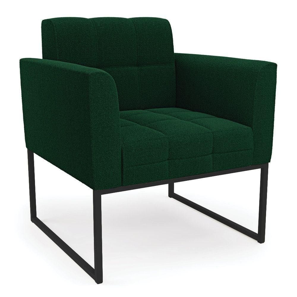 Poltrona Sala De Estar Industrial Preto Elisa Bouclê D03 - D`rossi Cor Verde