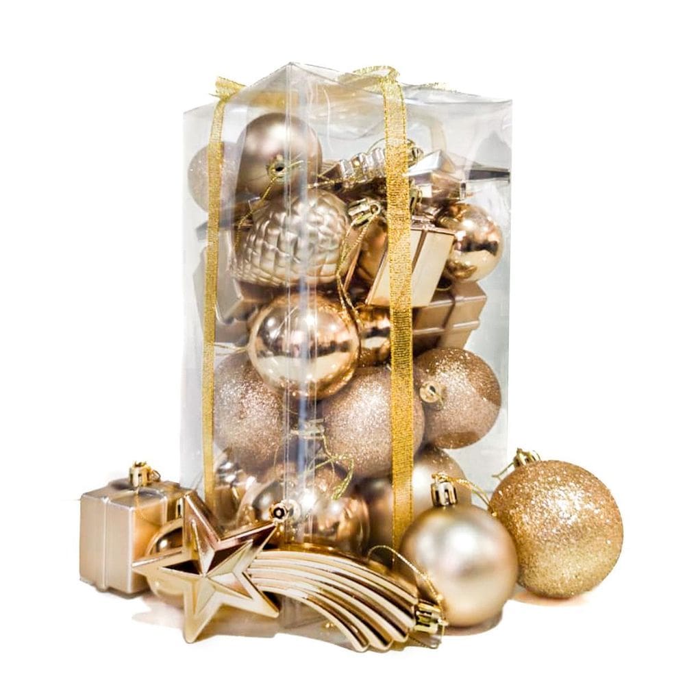 Bolas De Natal 26Un Mista Estrela Cadente Presente - Dourado