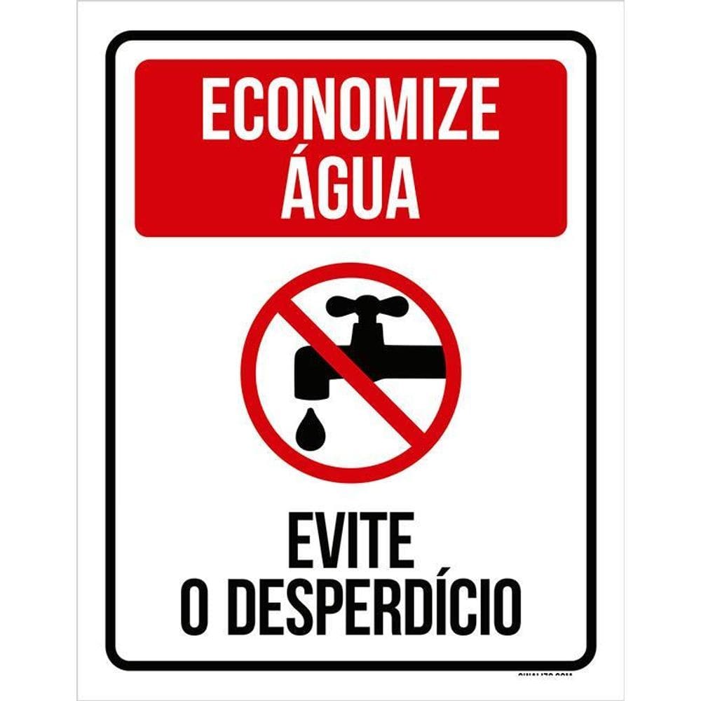 Placa Economize Água Evite Desperdício - Sinalização 36X46
