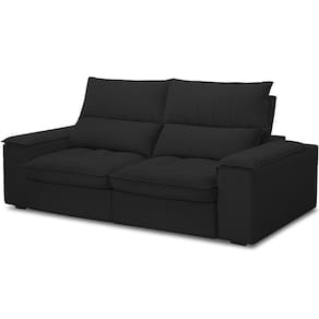 Sofá Retrátil Reclinável Para Sala De Estar Living 210cm Nápoles F04 Veludo Preto - Lyam Decor