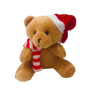 Enfeite Árvore De Natal Ursinho Pelúcia 10Cm Vermelho Branco