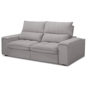 Sofá Retrátil Reclinável Para Sala De Estar Living 210cm Nápoles F04 Veludo Cinza - Lyam Decor