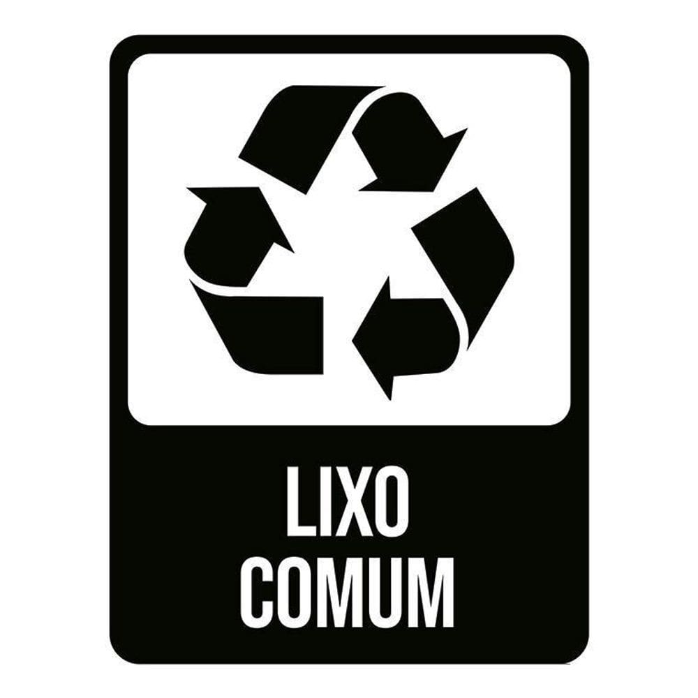 Placa Sinalização - Lixo Comum Placa Preta 36X46