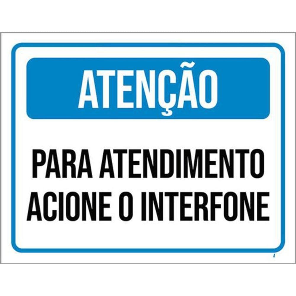 Kit 5 Placas Atenção Atendimento Acione Interfone 36X46