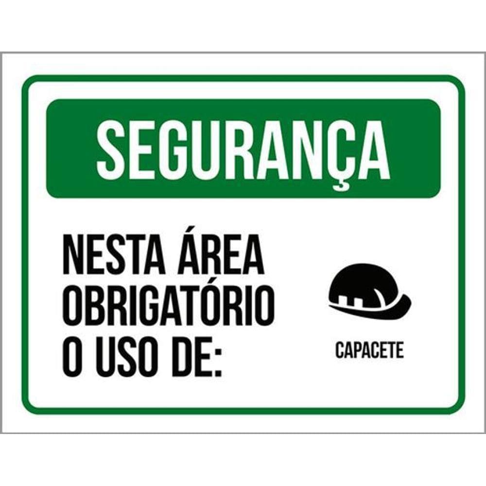 Kit 3 Placas Segurança Área Obrigatório Uso De Capacete