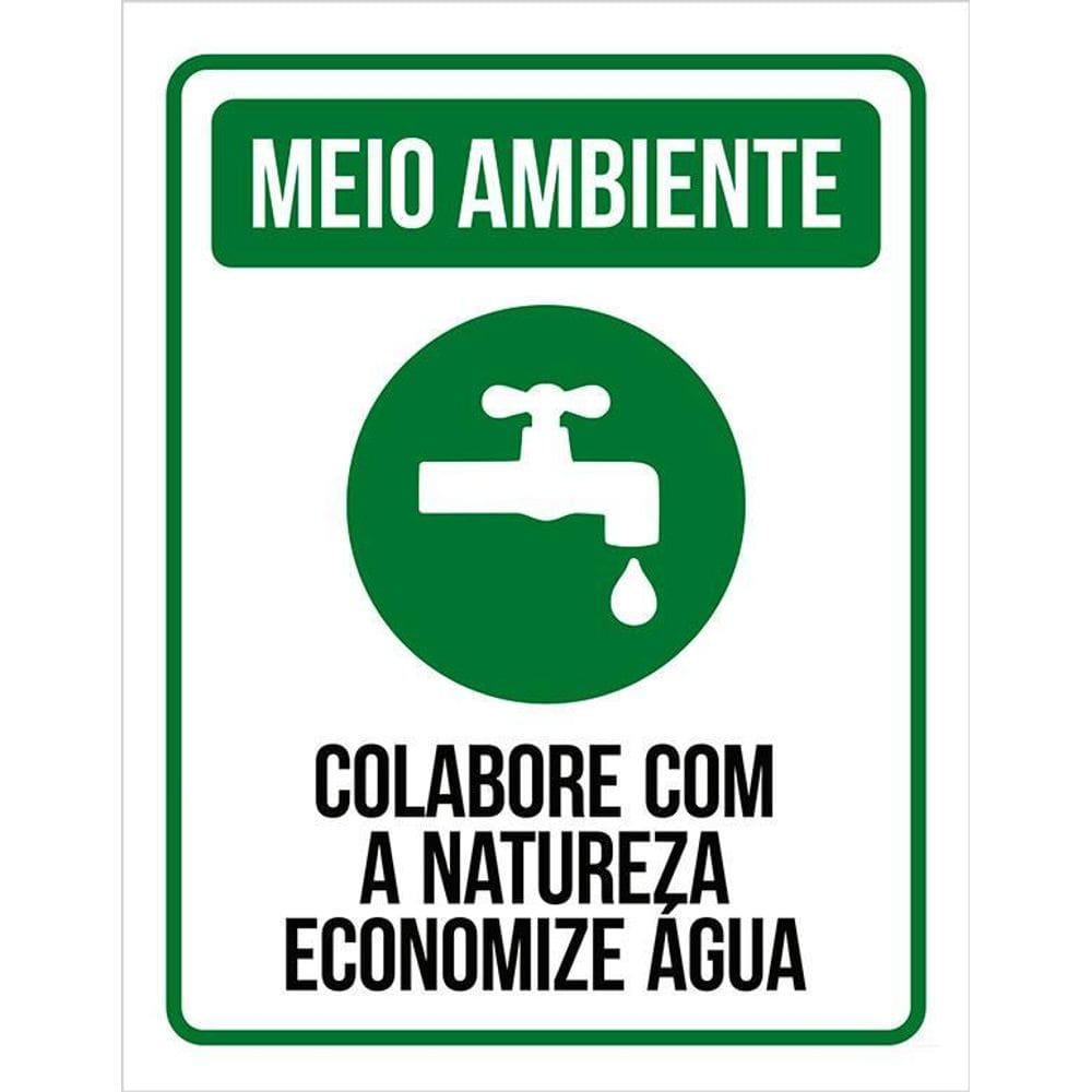 Placa Sinalização Meio Ambiente - Economize Aguá 36X46