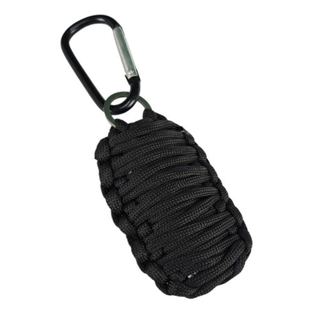 Chaveiro Camping Sobrevivência Com Paracord Mosquetão Preto
