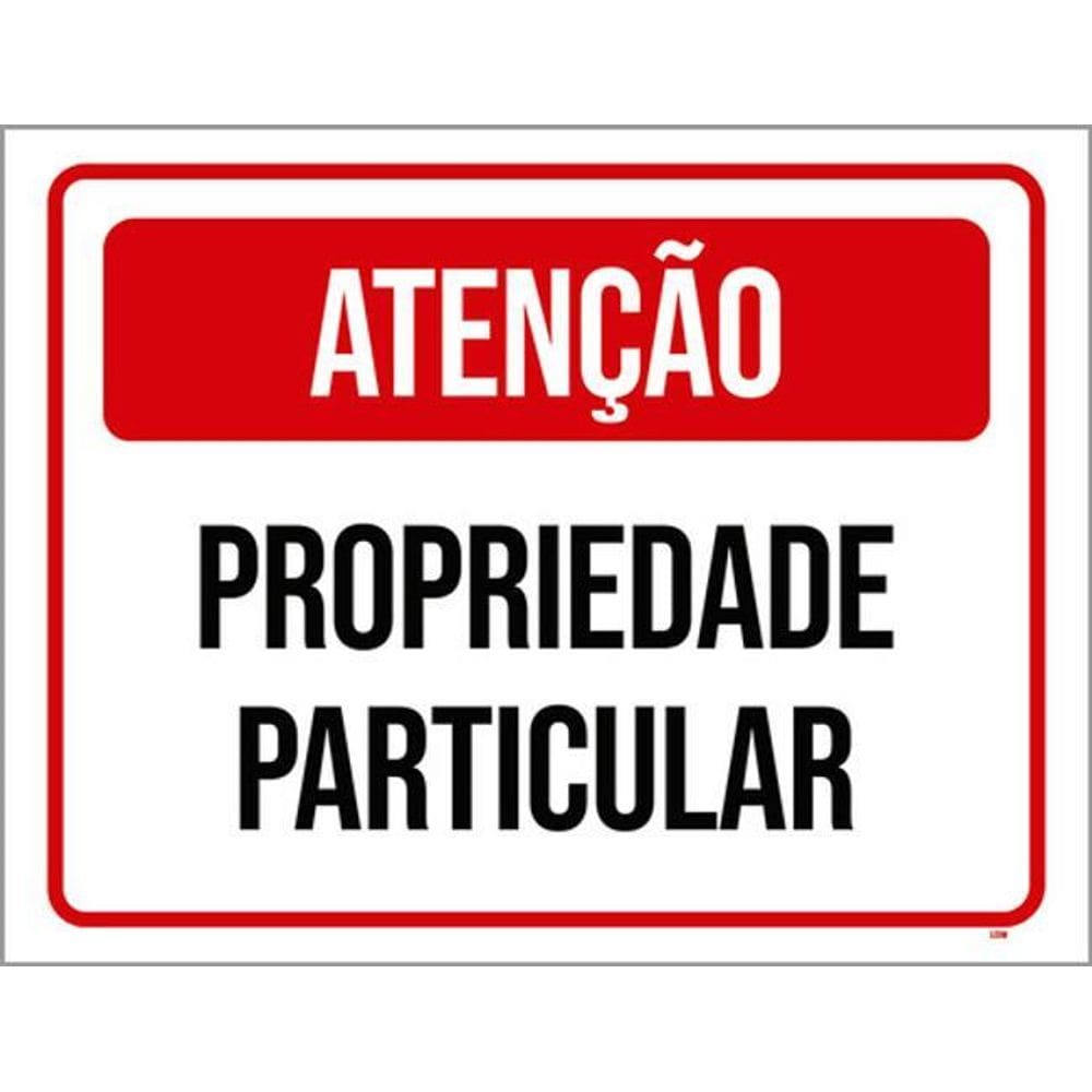Kit 5 Placas Vermelha Propriedade Particular Atenção 36X46