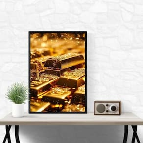 Quadro Lei Da Atração - Barras De Ouro 24X18Cm - Com Vidro