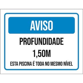 Kit 3 Placas Aviso Profundidade 1,50 Metros
