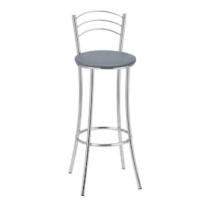Banqueta Alta Cromada Bc26/a A101 Treparoni Cinza