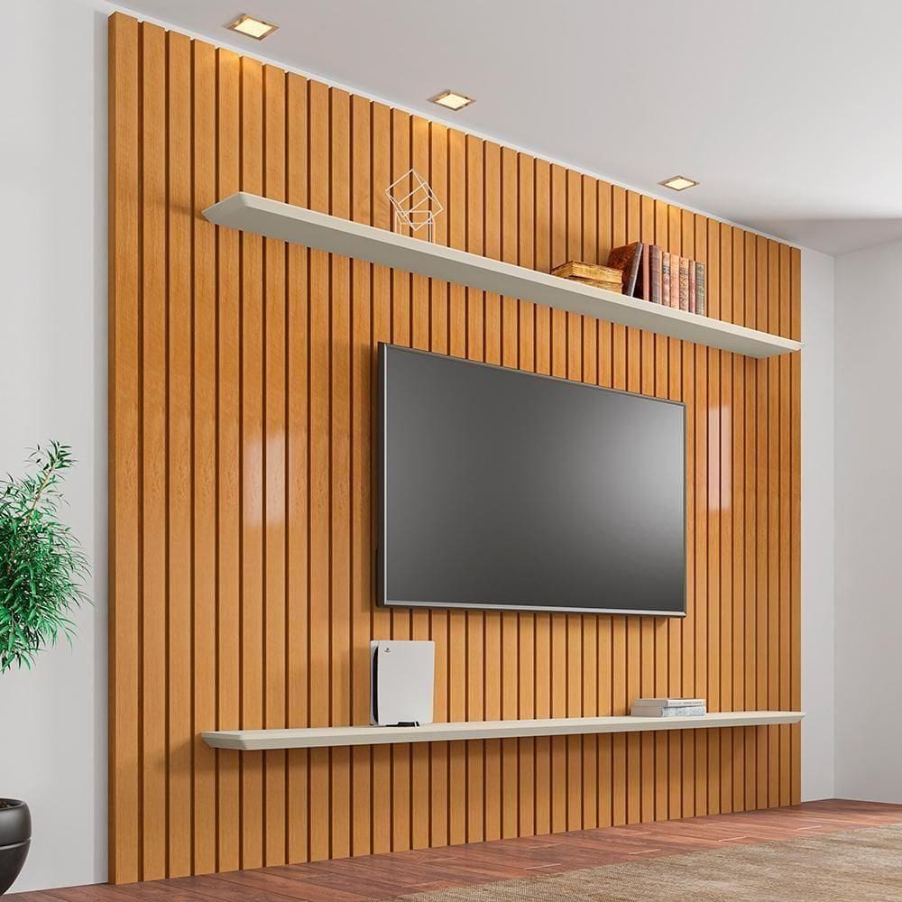 Painel Para Tvs De 60 Frisado Caribe Cinamomo Off White