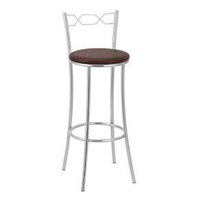 Banqueta Alta Cromada Bc51/a A101 Treparoni Marrom