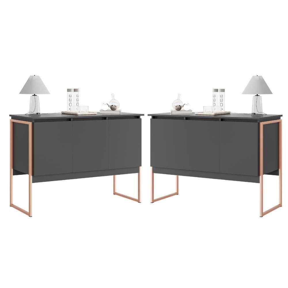 Jogo De Buffets Modernos Verona Preto Cobre