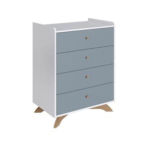Cômoda Infantil 4 Gavetas Affetto em Mdp Branco Azul Completa Móveis