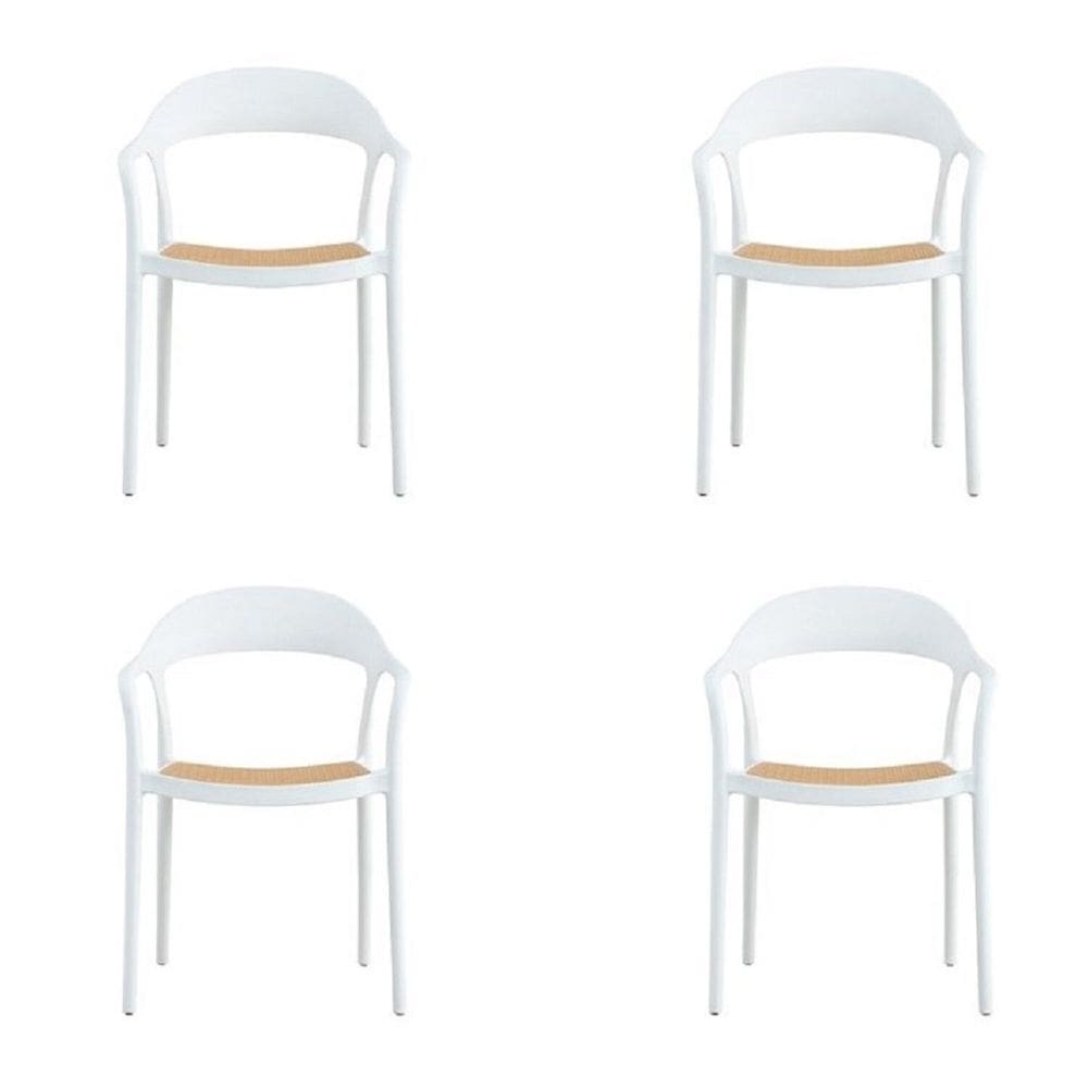 Conjunto 4 Cadeiras para Jardim e Varanda Lia com Braço Preto/Caramelo