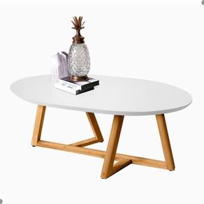 Mesa Oval De Centro Para Sala Miami Branco