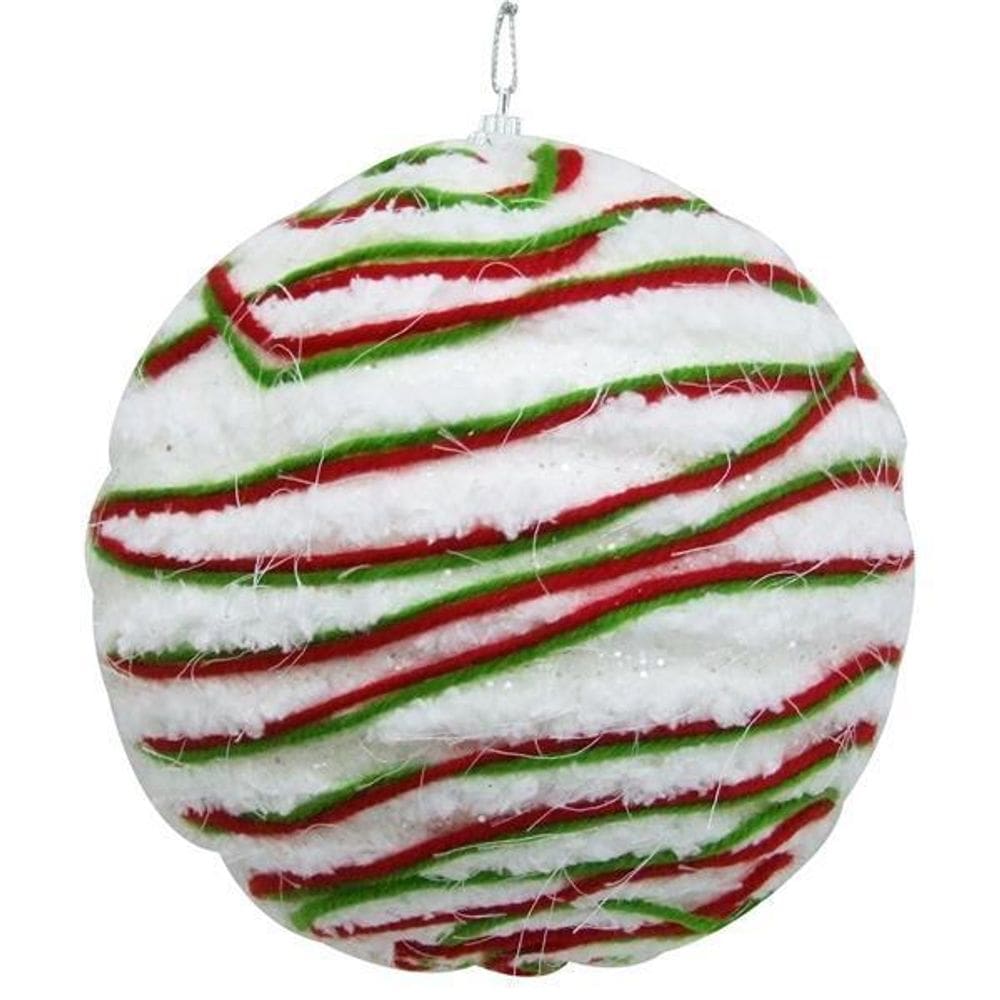 Enfeite De Natal Bola Vermelha/Branco Topo De Arvore 15Cm