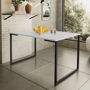 Mesa De Jantar Steel Estilo Industrial Pés De Aço 120x80cm Preto/branco