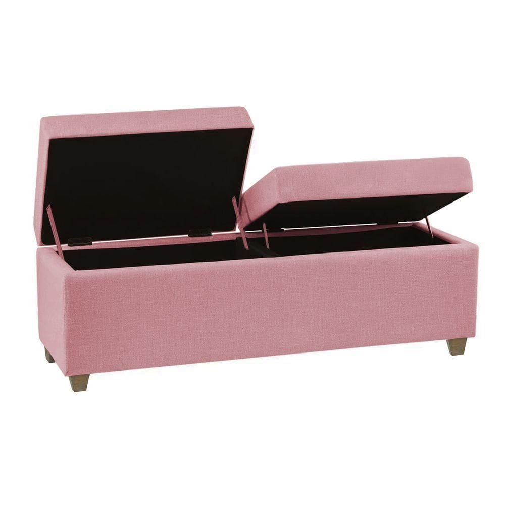 Recamier Bau Madri 1,40m Corino Rosa Bebe - Inova Decorações