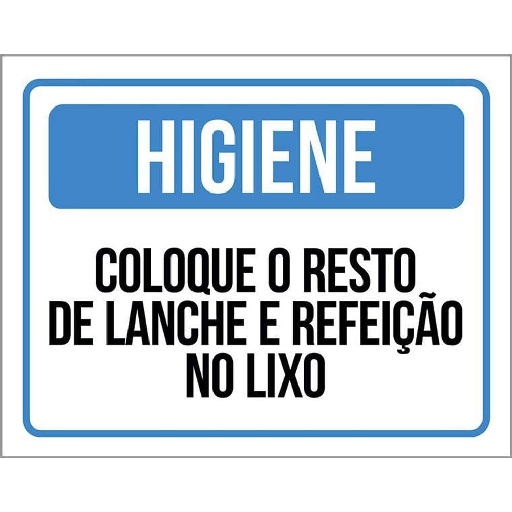 Placa Higiene Coloque Resto Lanche Refeição Lixo 36X46