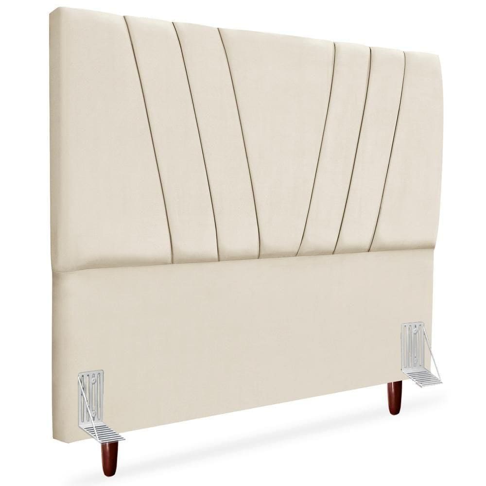 Cabeceira Casal 140cm Bell Suede Bege Rm Bege