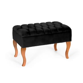 Puff Banqueta Soffia Decorativo Captonado para Sala ou Quarto Preto