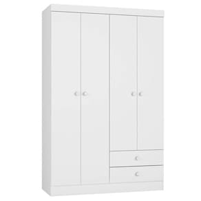 Guarda Roupa Infantil 4 Portas 2 Gavetas Louise Branco - Ajl Móveis