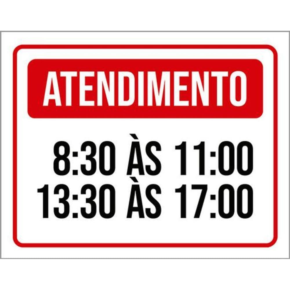 Kit 3 Placas Atendimento 8H 11H 13H 17H