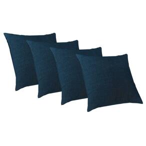 4 Capas Almofada Luxo 50X50 Suede Premium Com Ziper Azul