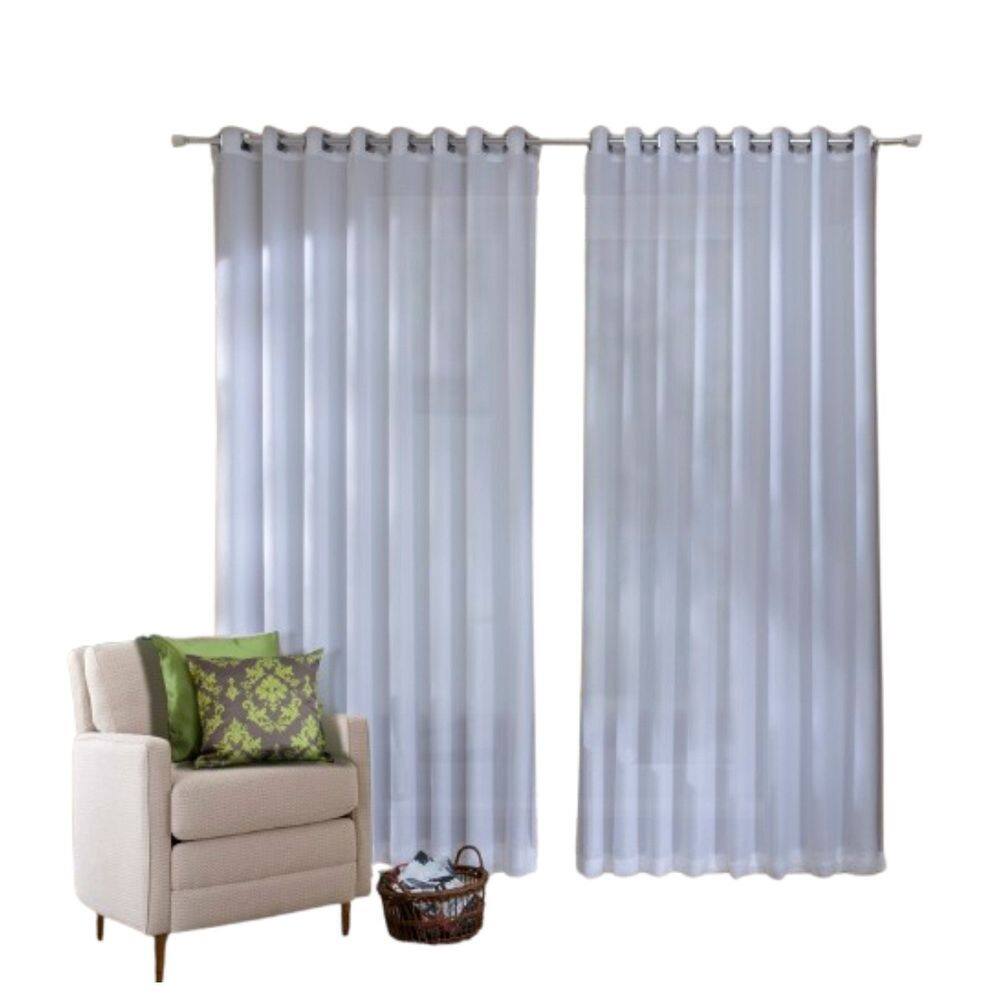 Cortina Leve com Forro Voil 400 X 250 Cm Geórgia Branco