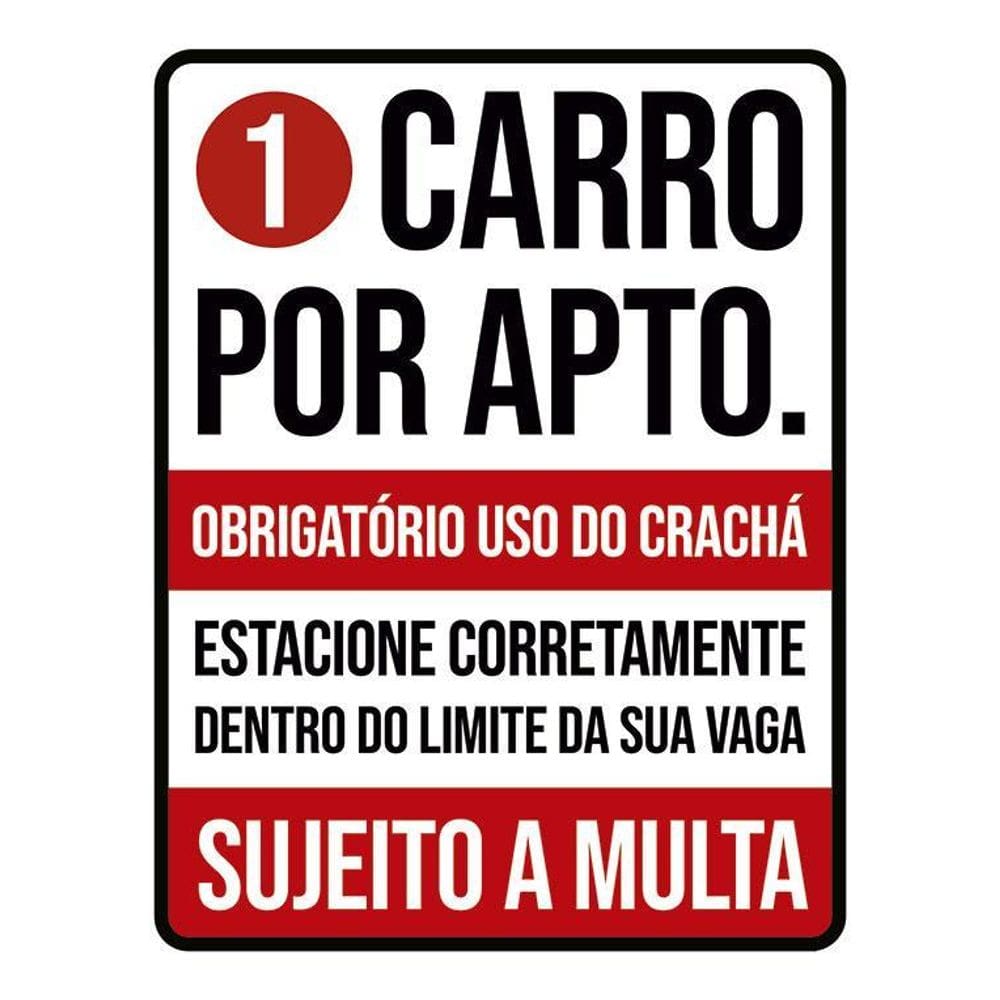 Kit 5 Placas Carro Apto Crachá Estacione 27X35